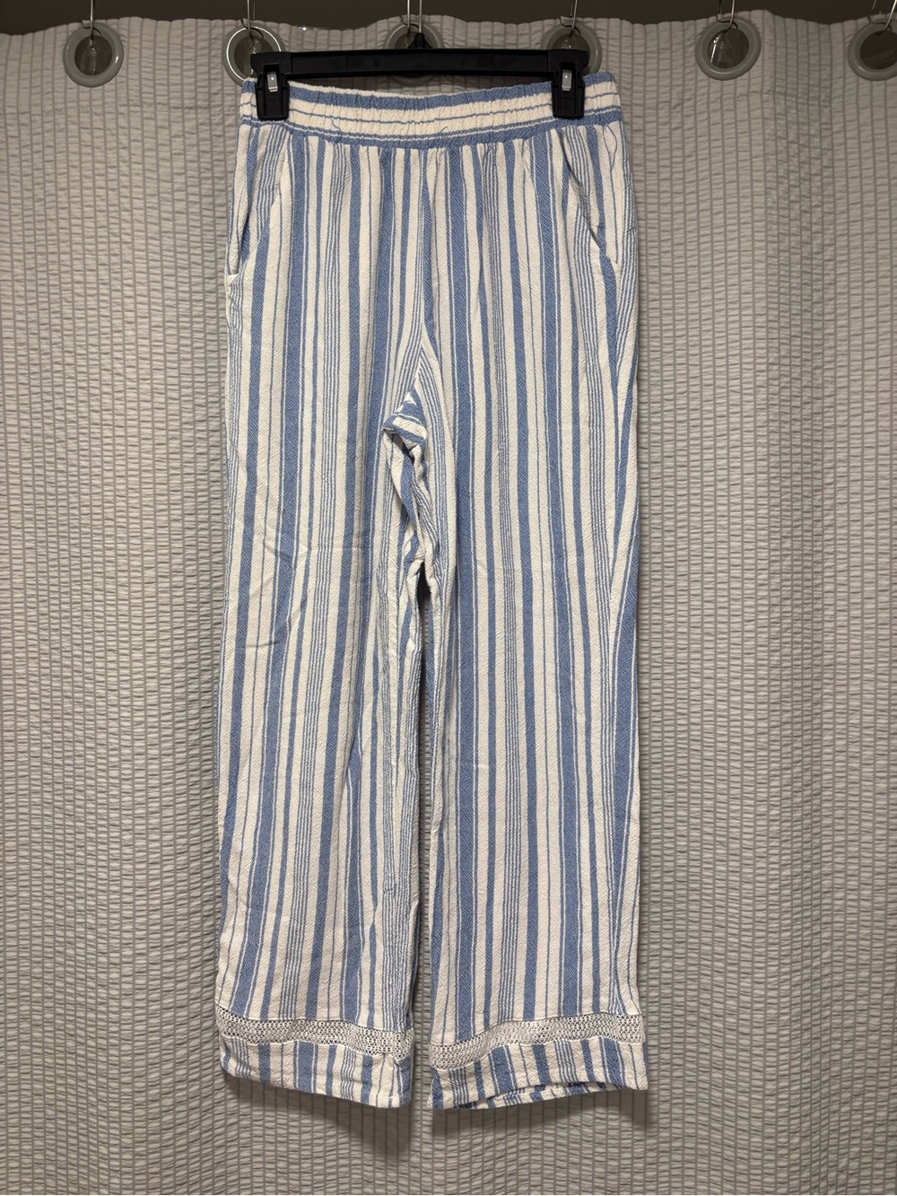 Kids Blue and White Striped Pull-On Casual Pants